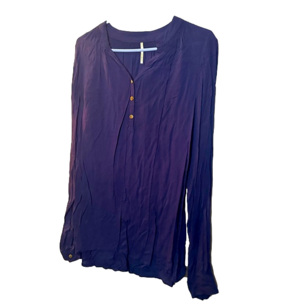 Navy nine 1 eight large sheer button down top